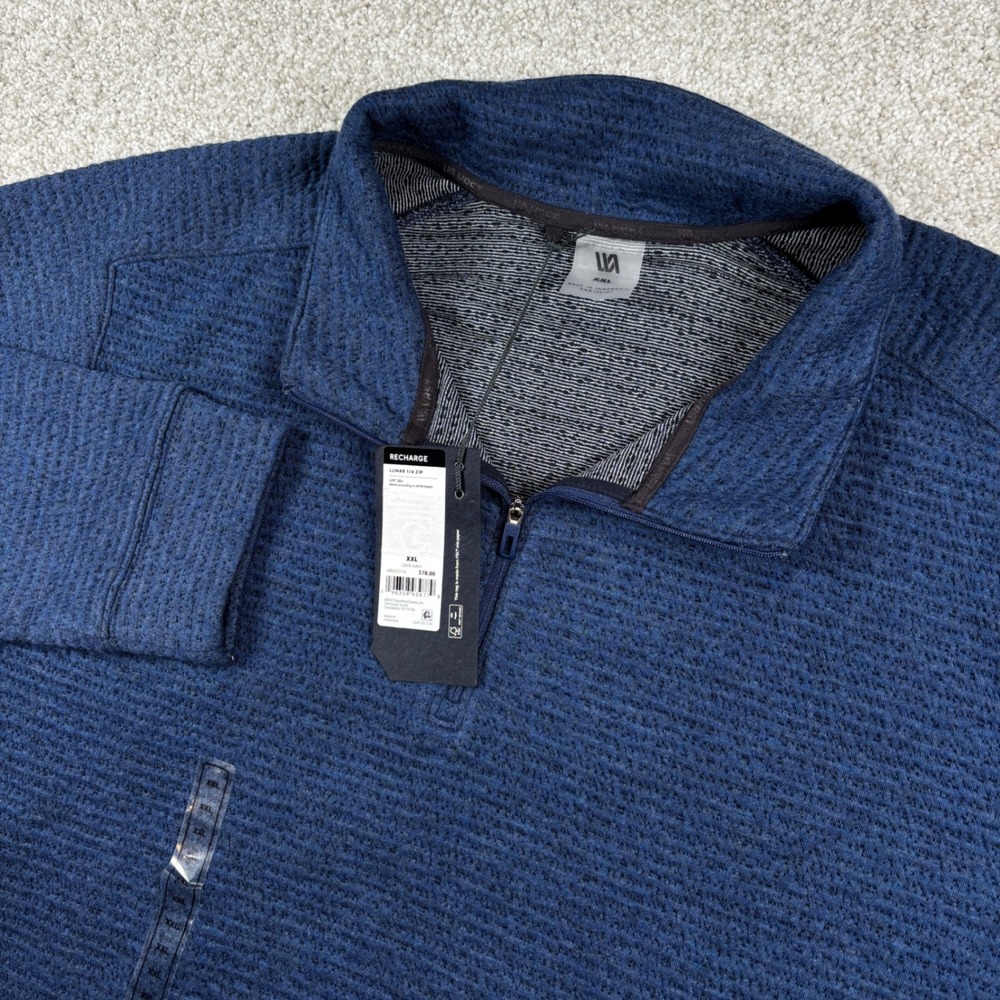 VRST Lunar 1/4 Zip Men XXL Dark Navy Recharge Textured Pullover MAX233104
